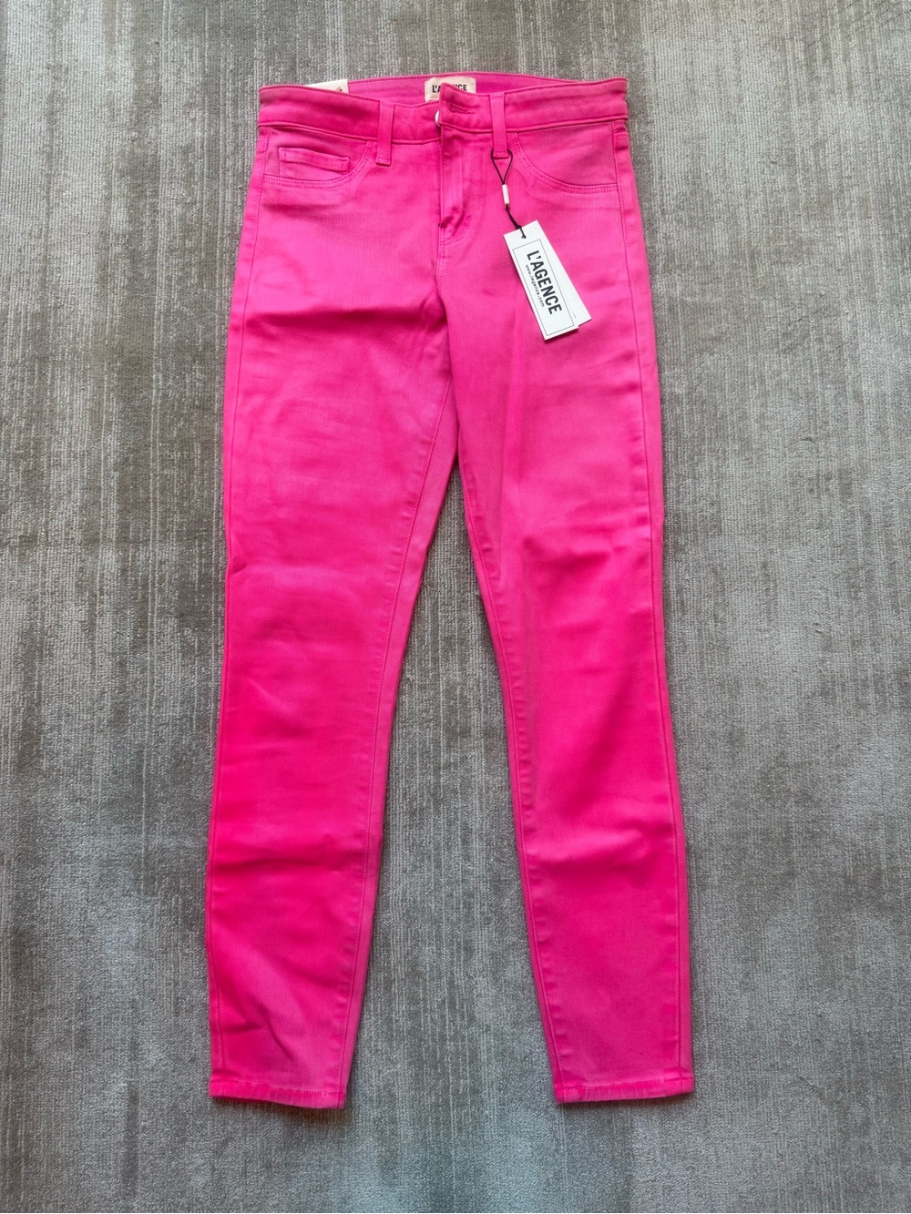 L'AGENCE Hot Pink Margot High Rise Skinny Coated Jeans